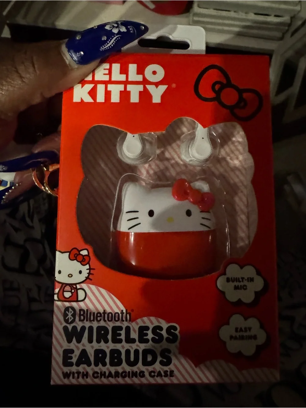 Hello Kitty Red and White Bluetooth Wireless Earbuds with Charging Case